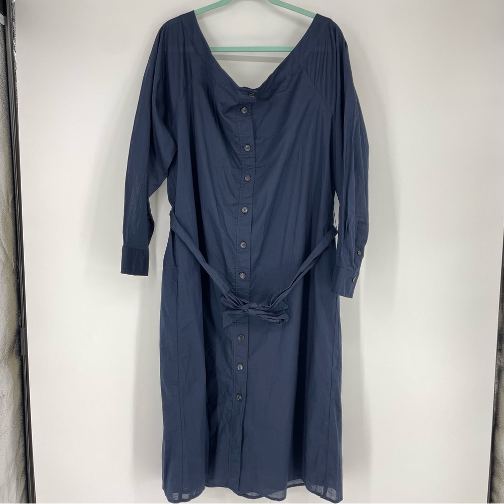 Banana Republic off shoulder belted shirt dress black knee length